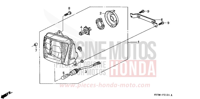 HEADLIGHT (2) for CB500S BLACK (NH1) from 1998