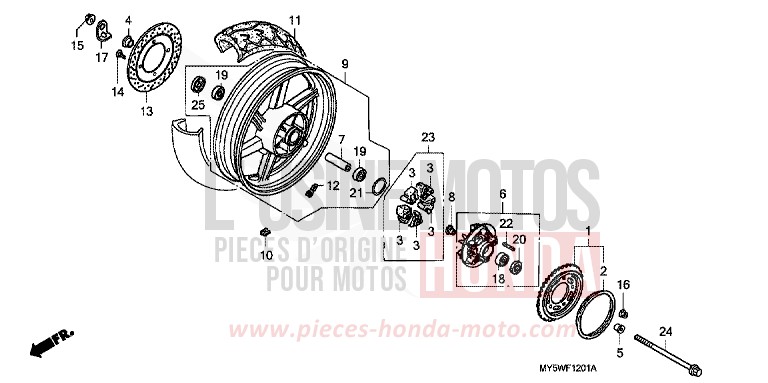 REAR WHEEL (2) for CB500S BLACK (NH1) from 1998