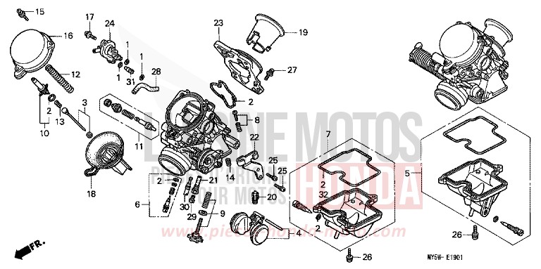 CARBURETOR (COMPONENT PARTS) for CB500S PEARL CITRON YELLOW (Y140) from 1998