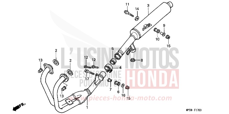 EXHAUST MUFFLER for CB500S RADIANT RED METALLIC (R218) from 1999