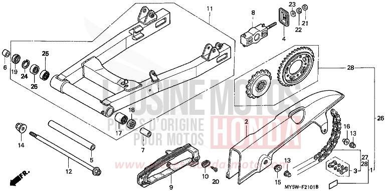SWINGARM (2) for CB500S MOODY BLUE METALLIC (PB296) from 2000