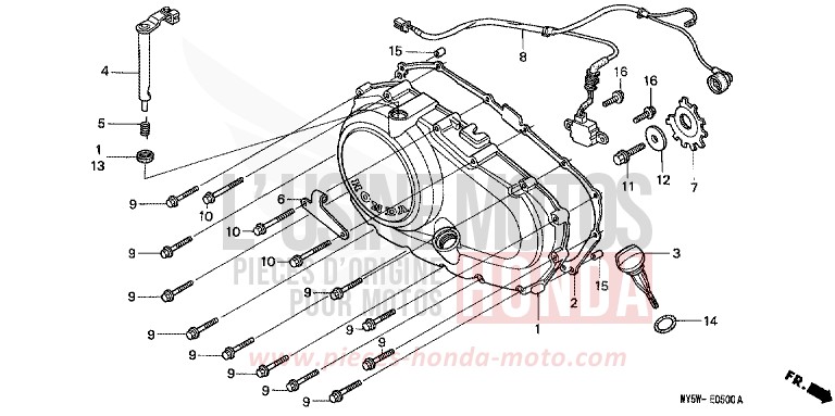 RIGHT CRANKCASE COVER for CB500S TANGO ORANGE METALLIC (YR201) from 1999