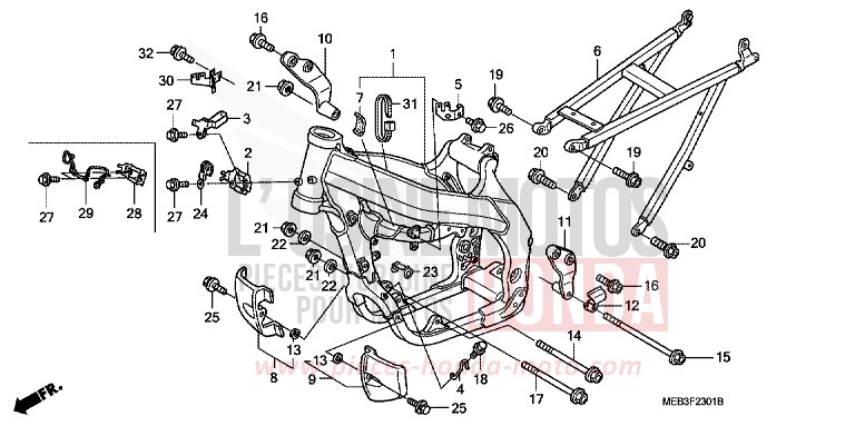 FRAME BODY (CRF450R5,6,7,8) for CRF450R EXTREME RED (R292) from 2006