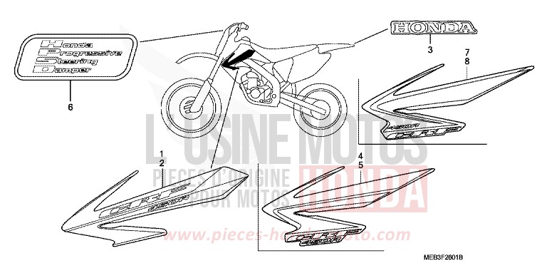 MARCA (CRF450R6,7,8) per CRF450R EXTREME RED (R292) del 2006