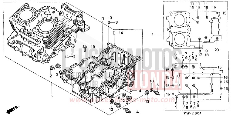 CRANKCASE for CB500S RICH RED METALLIC (R255) from 2000