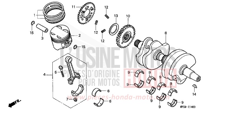 CRANKSHAFT/PISTON for CB500S RICH RED METALLIC (R255) from 2000
