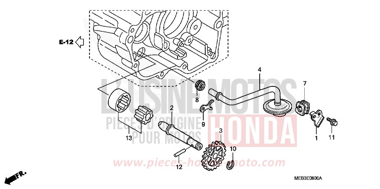 OIL PUMP for CRF450R EXTREME RED (R292) from 2007