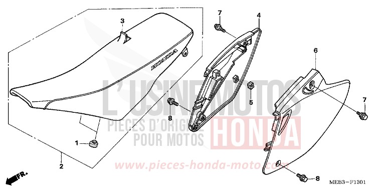 SEAT/SIDE COVER (CRF450R5,6,7,8) for CRF450R EXTREME RED (R292) from 2007