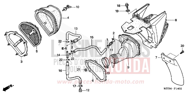AIR CLEANER (CRF450R5,6,7,8) for CRF450R EXTREME RED (R292) from 2007