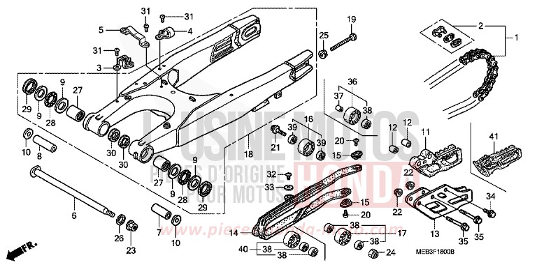 SWINGARM for CRF450R EXTREME RED (R292) from 2007