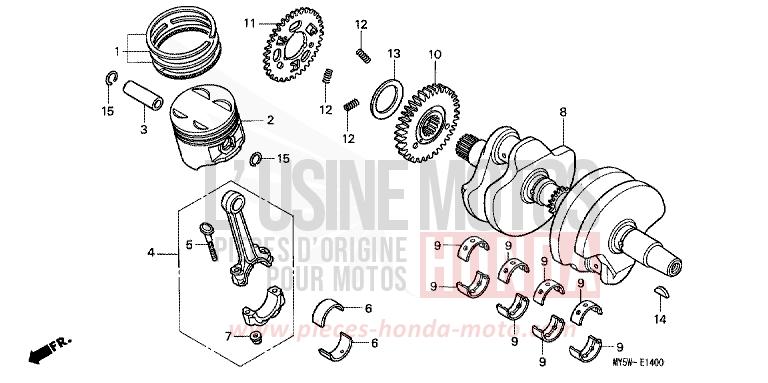CRANKSHAFT/PISTON for CB500F MOODY BLUE METALLIC (PB296) from 2000