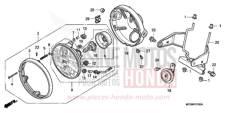 HEADLIGHT (1) for CB500F BLACK (NH1) from 2000