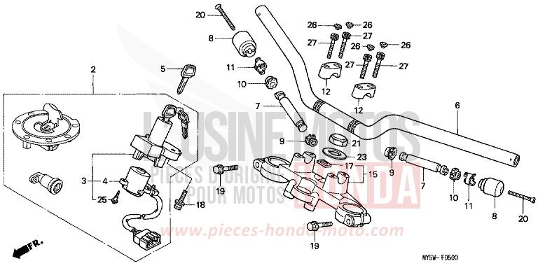 HANDLE PIPE/TOP BRIDGE (1) for CB500F RICH RED METALLIC (R255) from 2000
