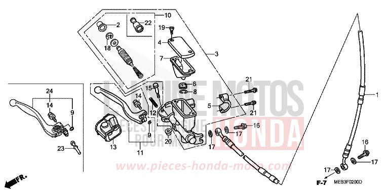 FR. BRAKE MASTER CYLINDER for CRF450R EXTREME RED (R292) from 2008