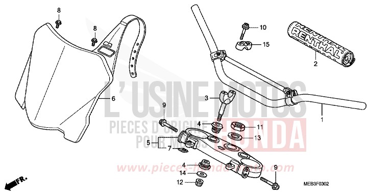 HANDLE PIPE/TOP BRIDGE (CRF450R8) for CRF450R EXTREME RED (R292) from 2008