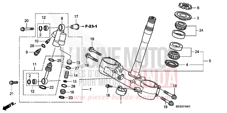 STEERING STEM (CRF450R8) for CRF450R EXTREME RED (R292) from 2008