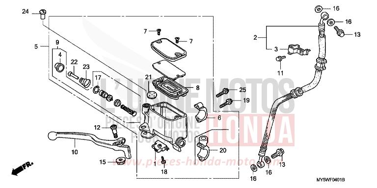 FR. BRAKE MASTER CYLINDER (2) for CB500F PROCYON RED METALLIC (R203) from 1997
