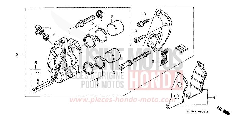 FRONT BRAKE CALIPER (2) for CB500F PROCYON RED METALLIC (R203) from 1997