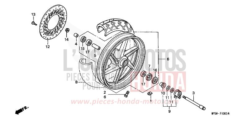 FRONT WHEEL for CB500F PROCYON RED METALLIC (R203) from 1997