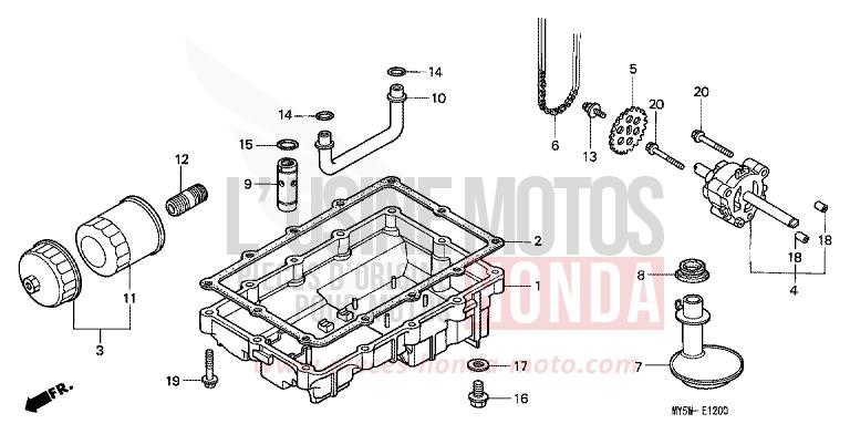 OIL PUMP/OIL PAN for CB500F TITANIUM METALLIC (YR183) from 1997