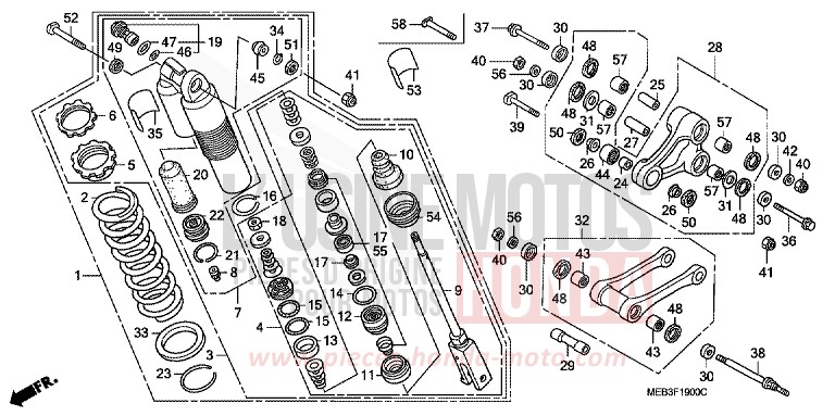REAR CUSHION for CRF450R EXTREME RED (R292) from 2008