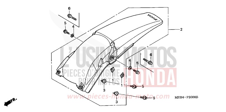 PARAFANGO POSTERIORE per CRF450R EXTREME RED (R292) del 2008