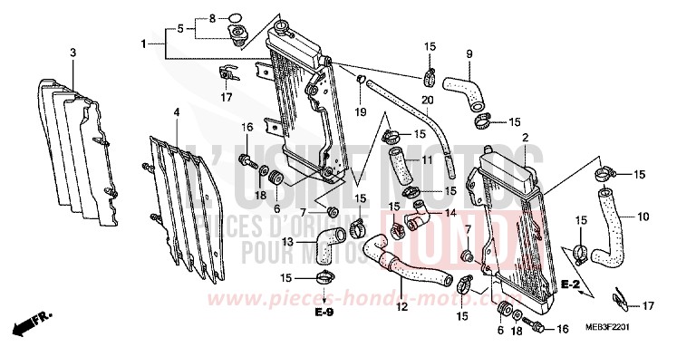 RADIATOR (CRF450R5,6,7,8) for CRF450R EXTREME RED (R292) from 2008