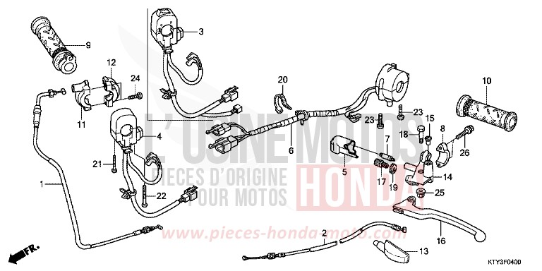 HANDLE LEVER/SWITCH/CABLE for CBR125R NITRIC ORANGE (YR271) from 2012