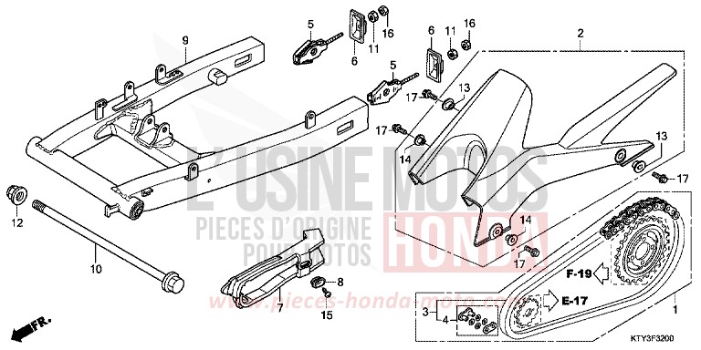SWINGARM for CBR125R NITRIC ORANGE (YR271) from 2012