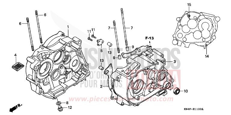 CRANKCASE (CRF100F) for CRF100F EXTREME RED (R292) from 2004