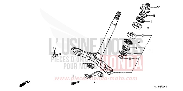 STEERING STEM for CRF100F EXTREME RED (R292) from 2007