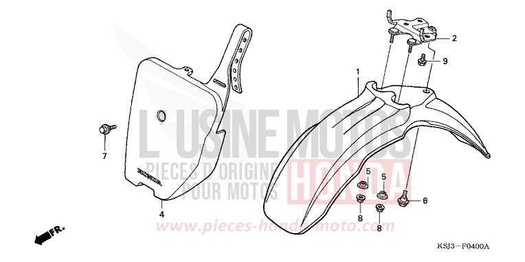 FRONT FENDER for CRF100F EXTREME RED (R292) from 2007