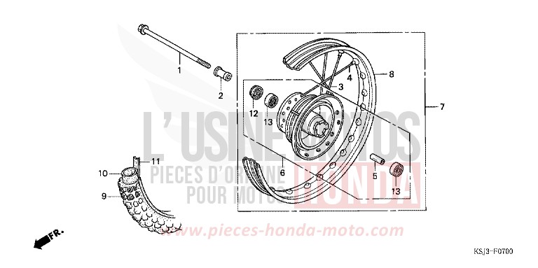 FRONT WHEEL for CRF100F EXTREME RED (R292) from 2007