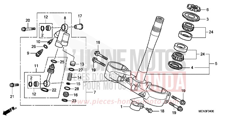 STEERING STEM for CRF450R EXTREME RED (R292) from 2009