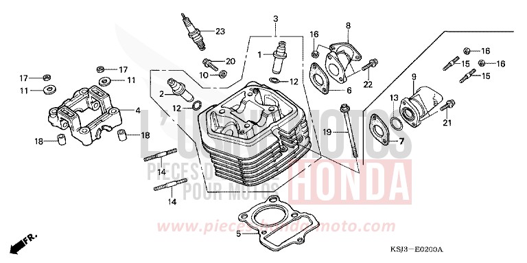 CYLINDER HEAD for CRF100F EXTREME RED (R292) from 2005