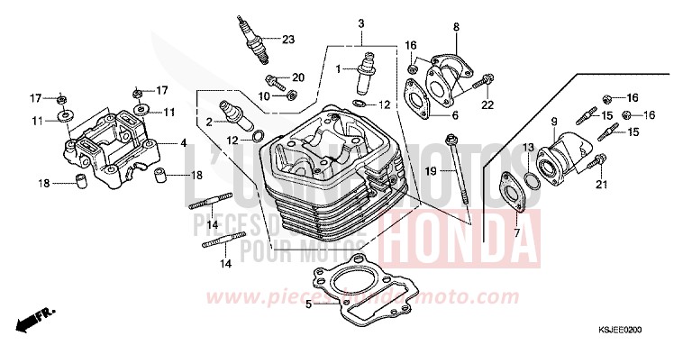 CYLINDER HEAD for CRF100F EXTREME RED (R292) from 2008