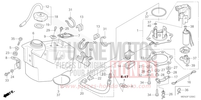 FUEL TANK (CRF450R9/A) for CRF450R EXTREME RED (R292) from 2009