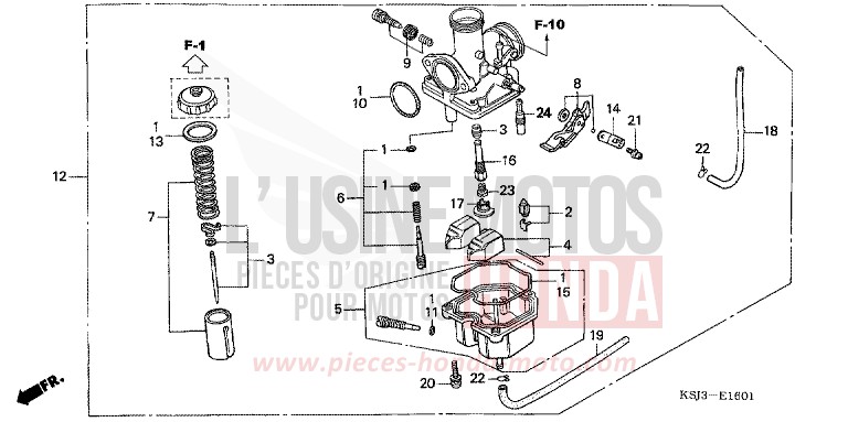 CARBURETOR (CRF100F) for CRF100F EXTREME RED (R292) from 2006