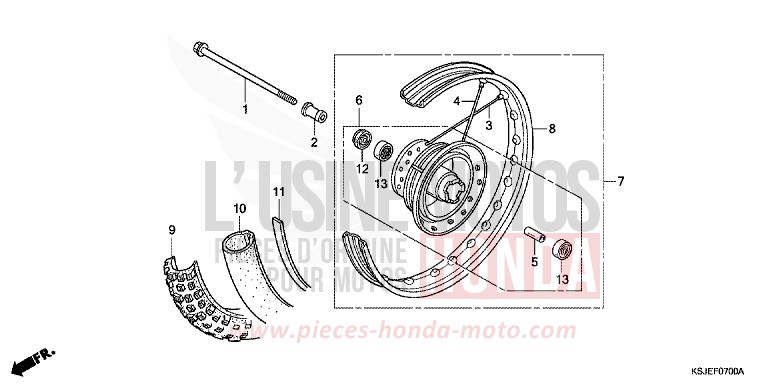 FRONT WHEEL for CRF100F EXTREME RED (R292) from 2008