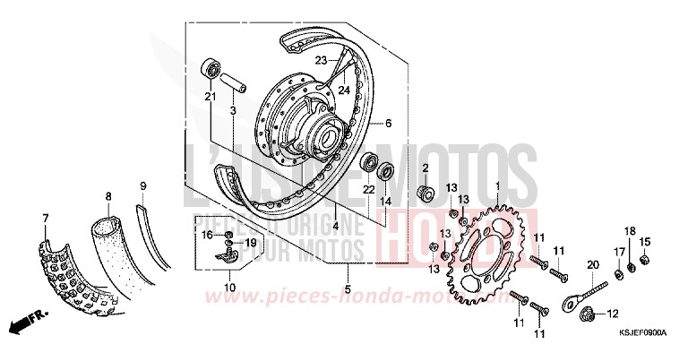 REAR WHEEL for CRF100F EXTREME RED (R292) from 2008