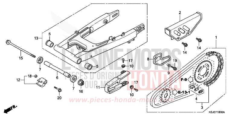 SWINGARM for CRF100F EXTREME RED (R292) from 2008