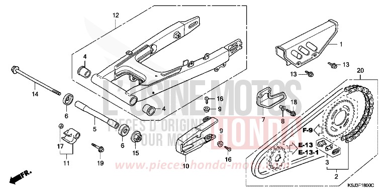 SWINGARM for CRF100F EXTREME RED (R292) from 2006