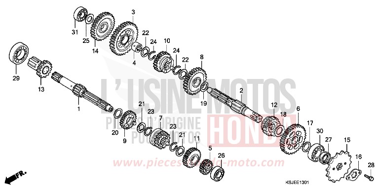 TRANSMISSION (CRF100F) for CRF100F EXTREME RED (R292) from 2010