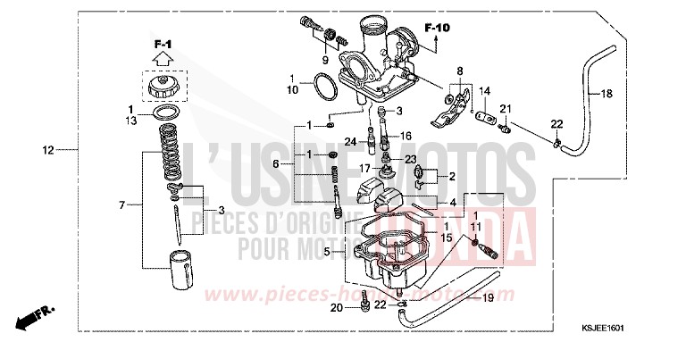CARBURETOR (CRF100F) for CRF100F EXTREME RED (R292) from 2010