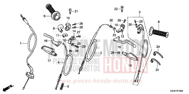 HANDLE LEVER/CABLE for CRF100F EXTREME RED (R292) from 2010
