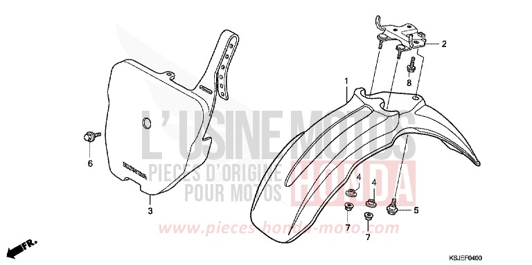 FRONT FENDER for CRF100F EXTREME RED (R292) from 2010