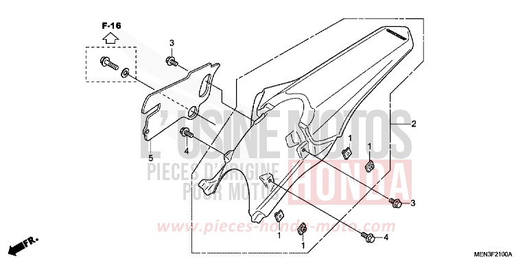 REAR FENDER for CRF450R EXTREME RED (R292) from 2009