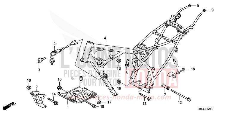 FRAME BODY for CRF100F EXTREME RED (R292) from 2010