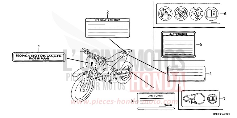 CAUTION LABEL for CRF100F EXTREME RED (R292) from 2010