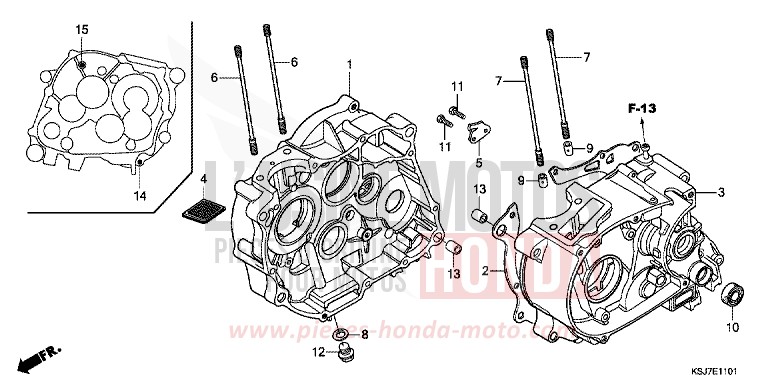 CRANKCASE (CRF100F) for CRF100F EXTREME RED (R292) from 2012